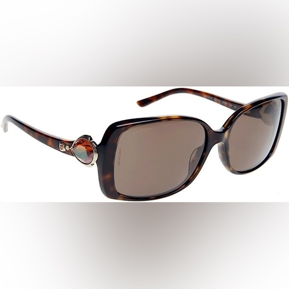 BVLGARI/Bulgari Swarovski Gem Brown Tortoise Havana Dark Sunglasses (Authentic) - Picture 2 of 8